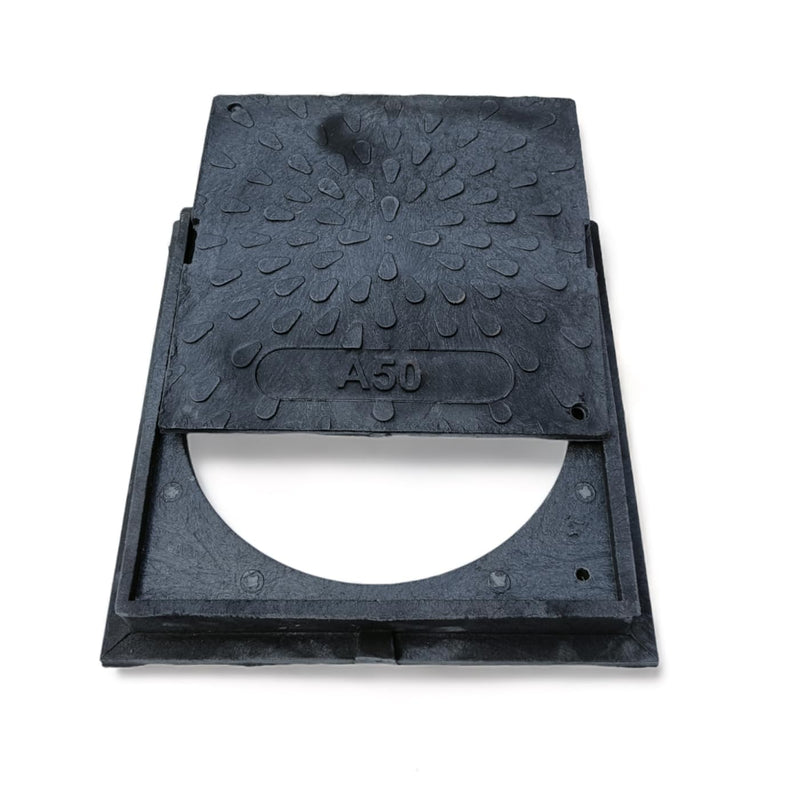 Varile 38 cm Schachtabdeckung Schwarz DN 315 Kunststoff Belastbar bis 5 t Klasse A50, Schwarz
