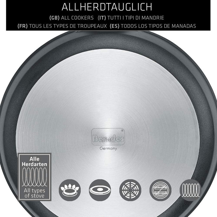 Berndes Topf Vienna 20 cm, allherdtauglich, Kochtopf mit 3-lagiger Antihaftversiegelung, Glasdeckel,
