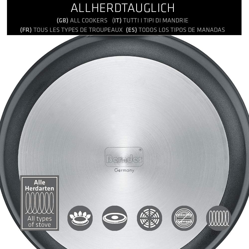 Berndes Topf Vienna 24 cm, allherdtauglich, Kochtopf mit 3-lagiger Antihaftversiegelung, Glasdeckel,