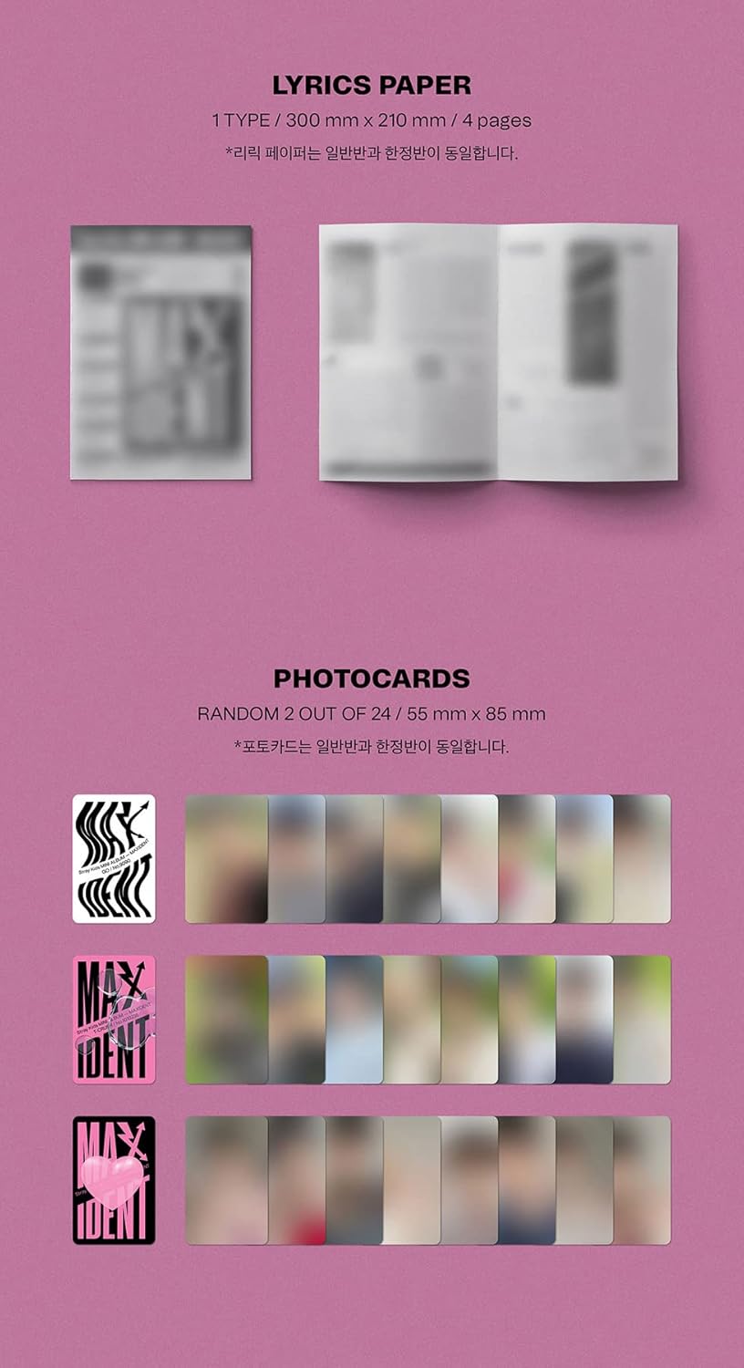 Stray Kids - MAXIDENT [Heart Ver.] Album CD-R+Photocards+Face Sticker+Mini Poster+Photobook+Lyrics P