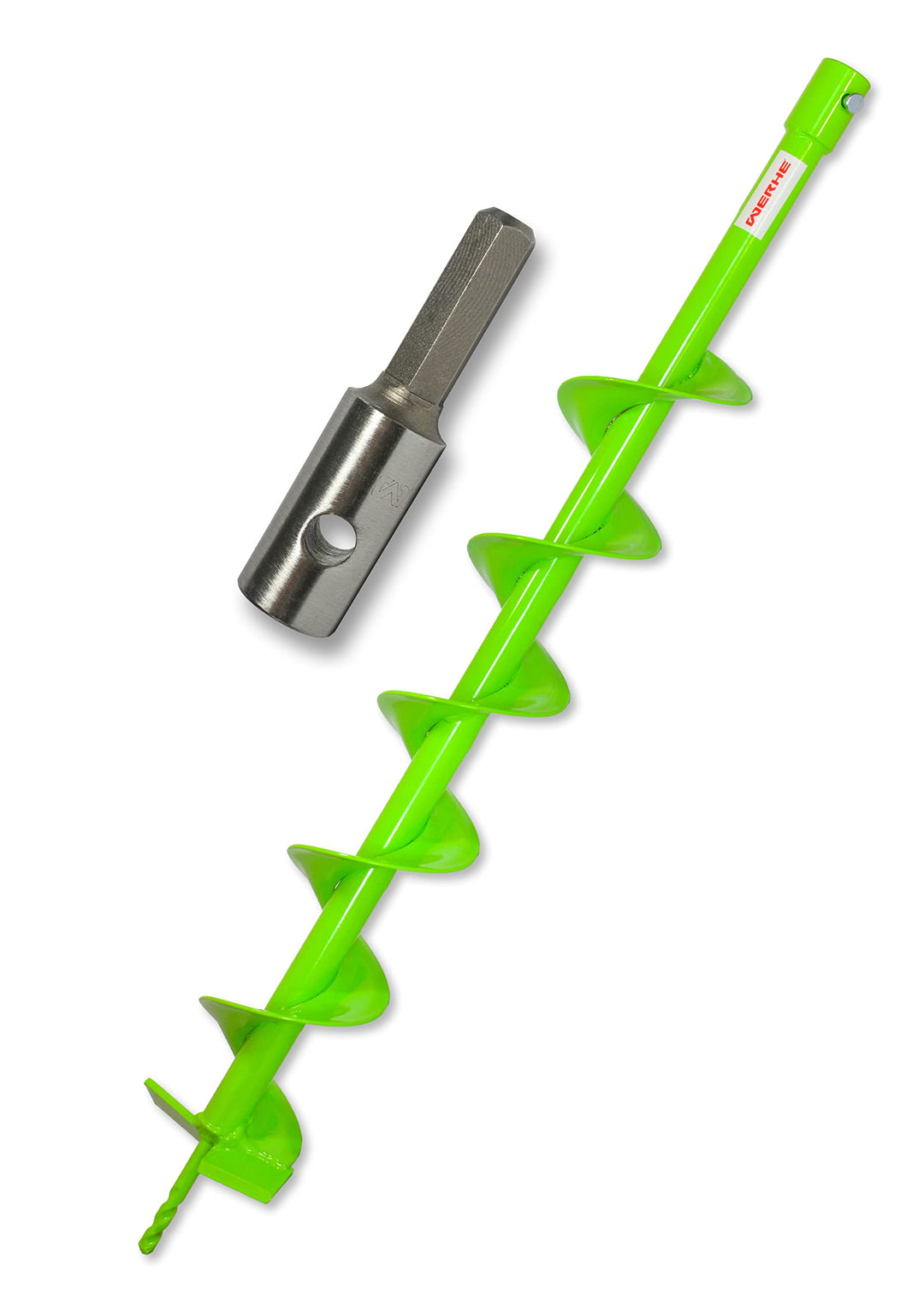 WERHE® Profi Bohrer VollStahl, Erdbohrer für bohrmaschine 80 mm extrem robust mit Hex Adapter - Pfah