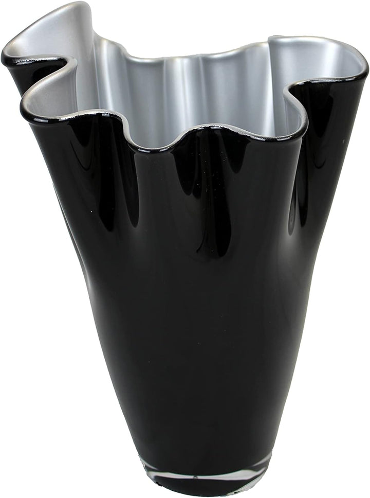 SIGNATURE HOME COLLECTION Glasvase Silber schwarz Blumenvase mundgeblasen 21 x 21 x 30 cm 21 x 21 x