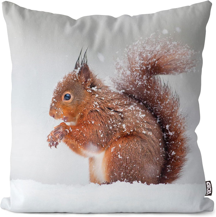 VOID Eichhörnchen Winter Schnee Kissenbezug Kissenhülle Sofakissen Kissen Deko Weihnachten Winter We