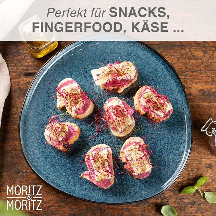 Moritz & Moritz ORGANIC Servierteller Set - 2x Grosse Teller aus hochwertigem Steinzeug, Modern & Ze