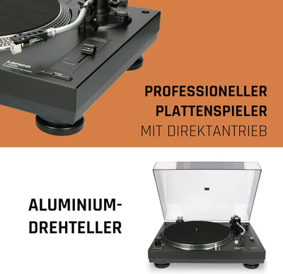 Lenco L-3808 USB DJ-Plattenspieler mit Direktantrieb - 33/45 U/min - Pitch-Control - Magnet-Tonabneh