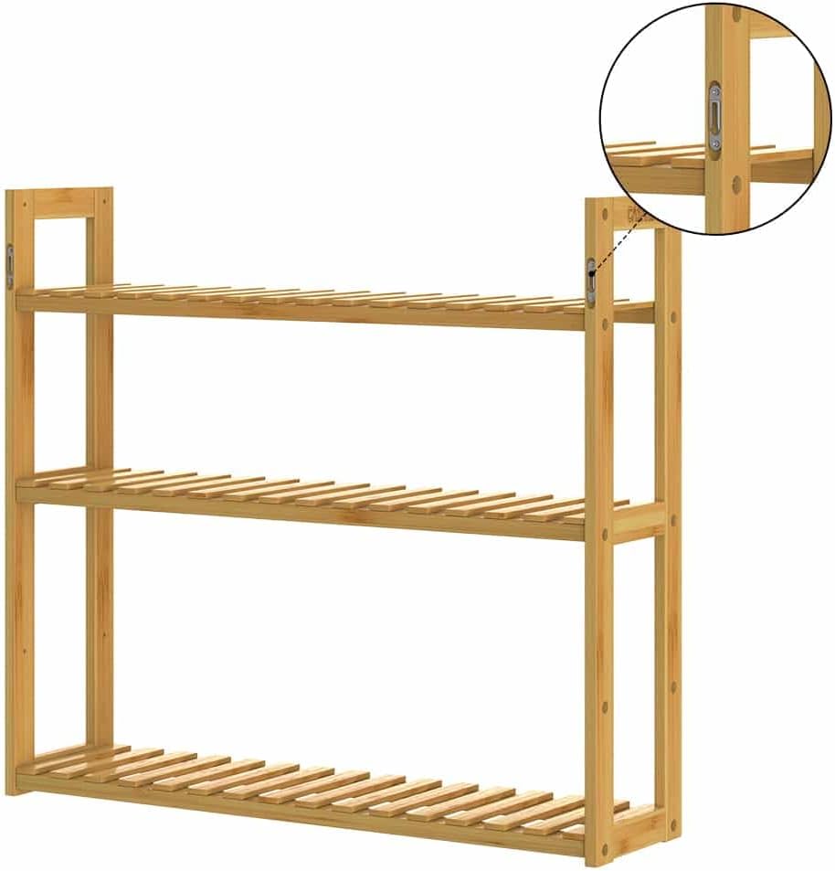 Casaria® Wandregal Holz Hängeregal 60x54cm 3 Ablagen Belastbarkeit 30kg Bad Wohnzimmer Flur Kinderzi