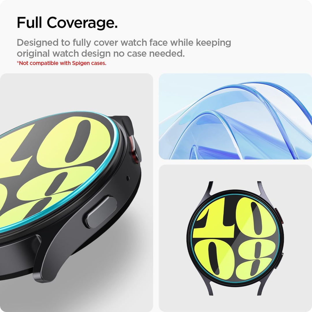 Spigen Glas.tR EZ Fit Schutzfolie kompatibel mit Samsung Galaxy Watch 7 44mm, 2 Stück, Nicht hüllenf