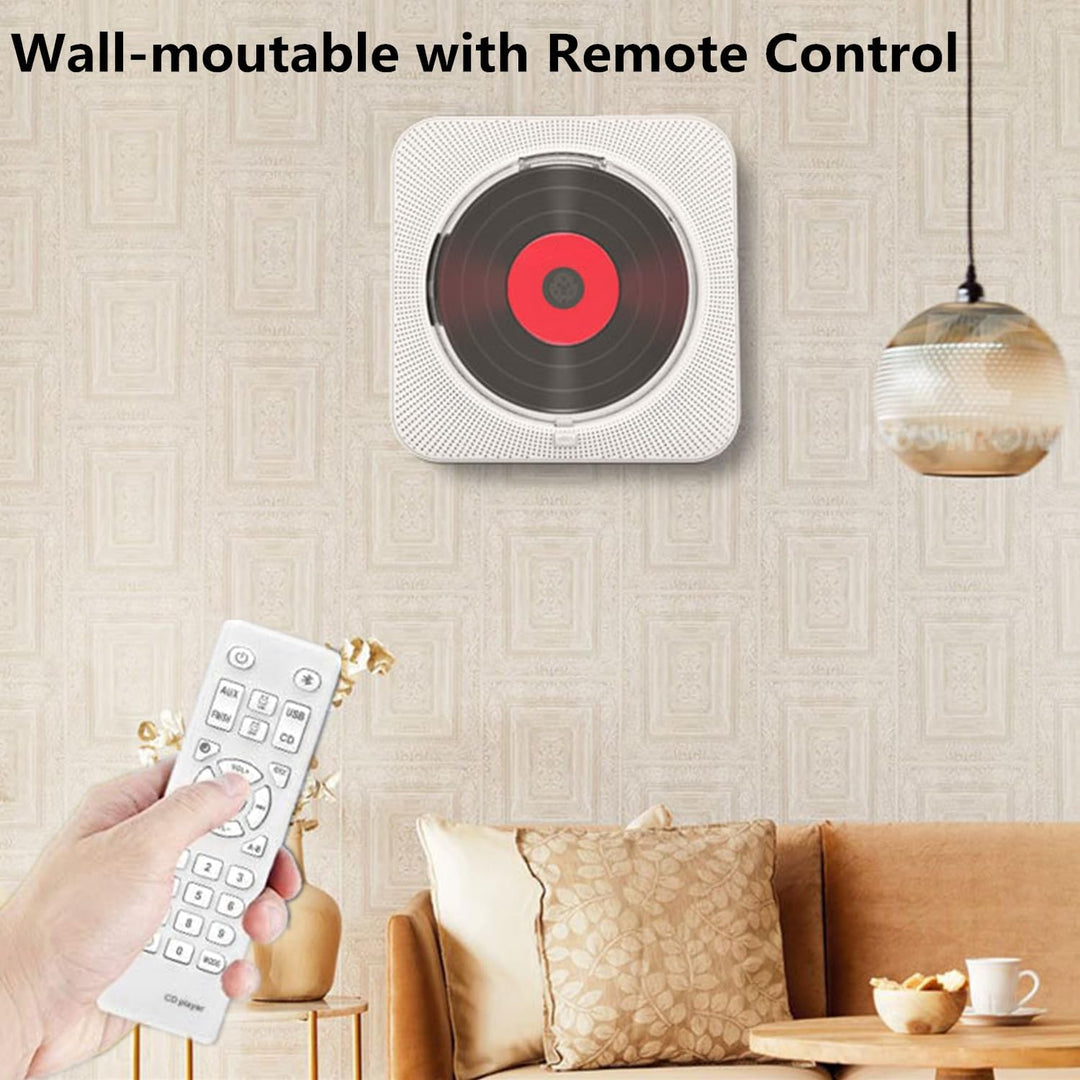 CD-Player mit Bluetooth – Wandmontierbarer Musik-Player Home Audio Boombox mit LCD-Display und Staub