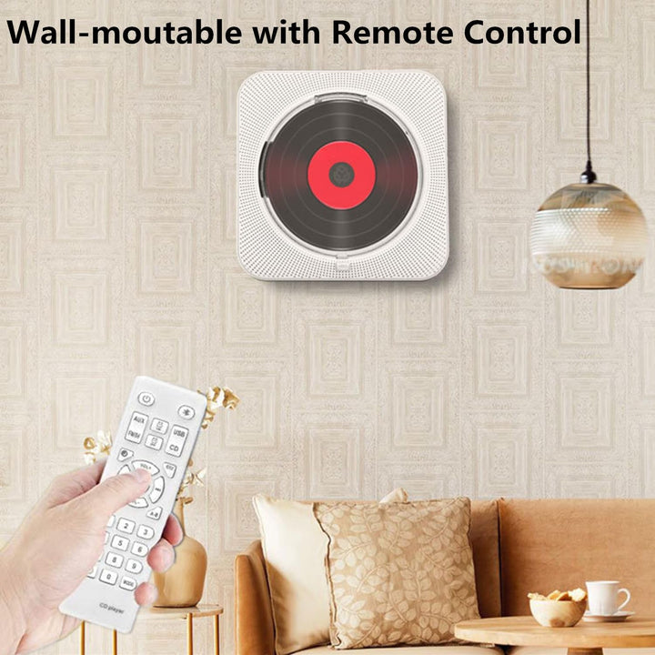 CD-Player mit Bluetooth – Wandmontierbarer Musik-Player Home Audio Boombox mit LCD-Display und Staub