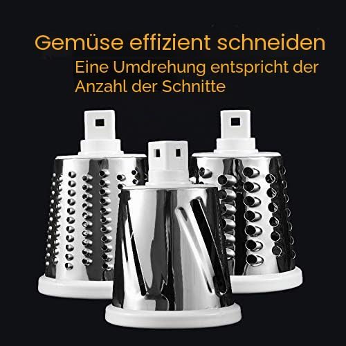 Manuelle rotierende Kartoffelreibe Küche Mandoline Gemüseschneider mit 3 baren Klingen, einfach zu b