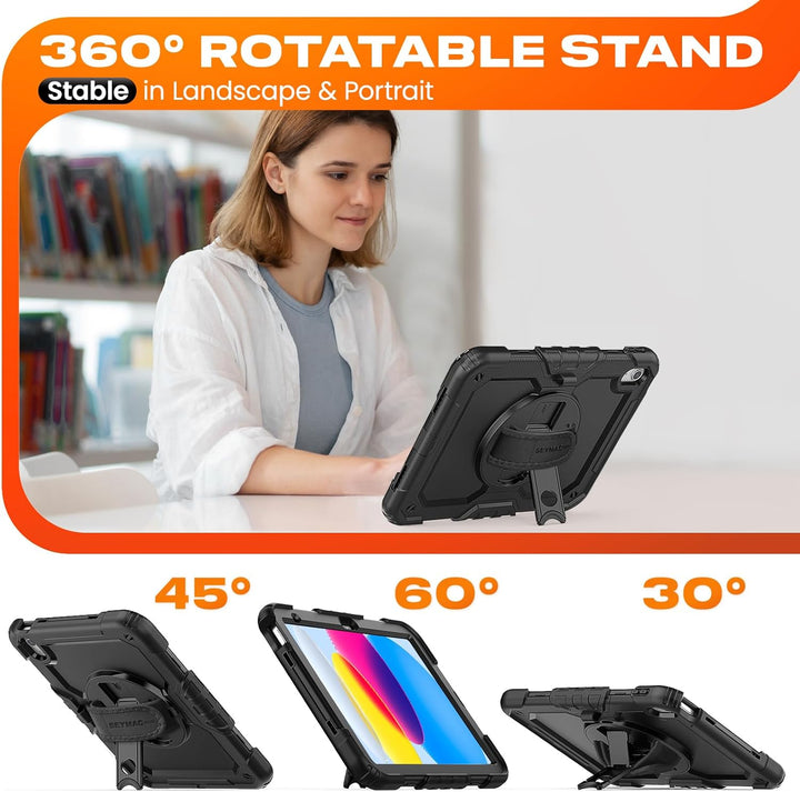 SEYMAC stock iPad 10. Generation Hülle 10,9 Zoll, Stossfeste Robuste iPad 2022 10,9 Hülle mit Displa
