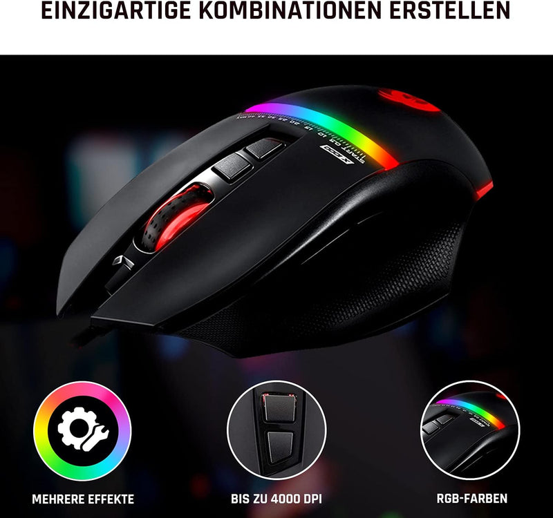 KLIM Skill Gaming Maus - High Precision PC Gaming Mouse USB - Neue 2023 - Wählbare DPI-Einstellung –