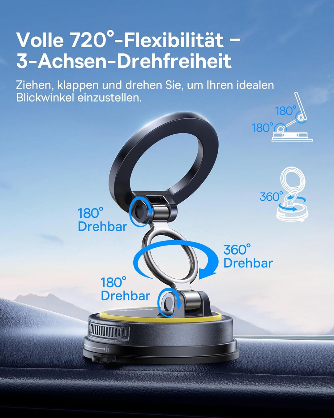 Baseus VC2 Flex Vakuum Magnet Handyhalterung Auto, Magnetische Magsafe Handy Halterung Auto Saugnapf