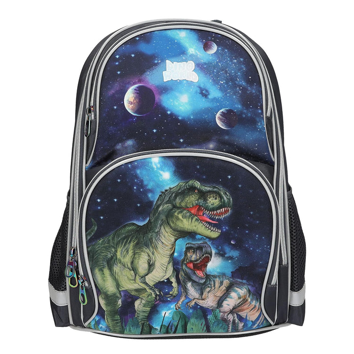 Depesche 13132 Dino World Galaxy - Schulrucksack in Dunkelblau, mit Dinosaurier Motiv, Planeten und