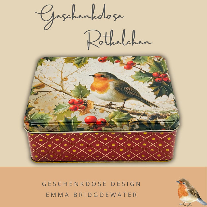 Geschenkdose Design Nostalgia - Liebevoll gestaltete rechteckige Vorratsdose - Motiv Rotkelchen - Bl