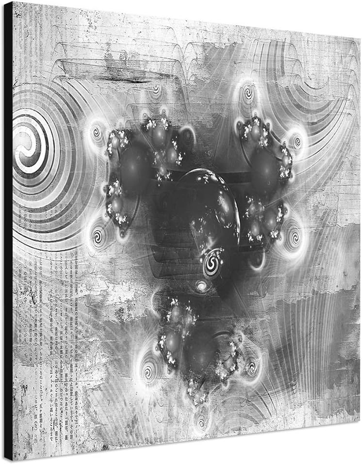Paul Sinus Art schwarz weiss Bild Abstrakt486_60x60cm Leinwandbild Kunstrduck - Kerngedanken - XXL f