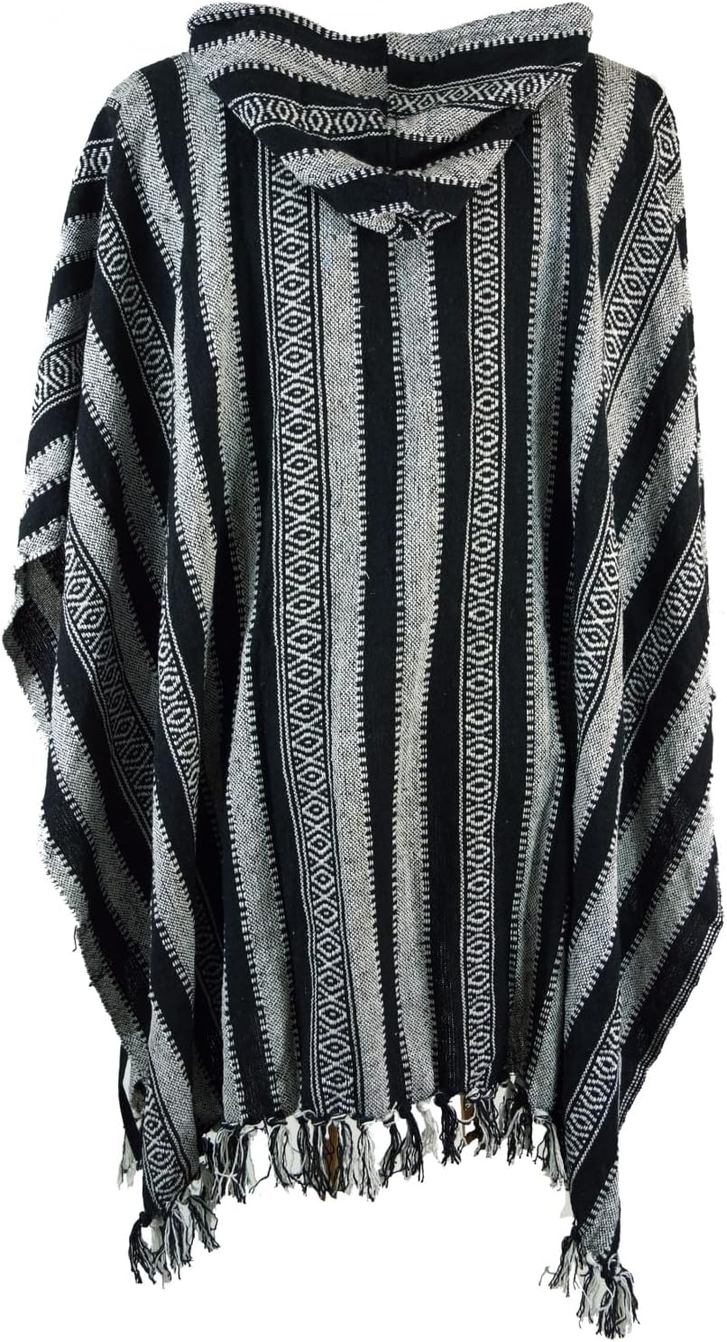 GURU SHOP Poncho Hippie Chic, Ethno Poncho, Andenponcho, Herren/Damen, Blau, Baumwolle, Size:One Siz
