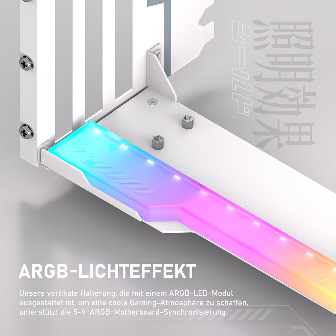 EZDIY-FAB Shield ARGB Vertikaler GPU Halter,115 mm PCIe 4.0 Riser,Weiss | Dual-Lock-Struktur,Schwere