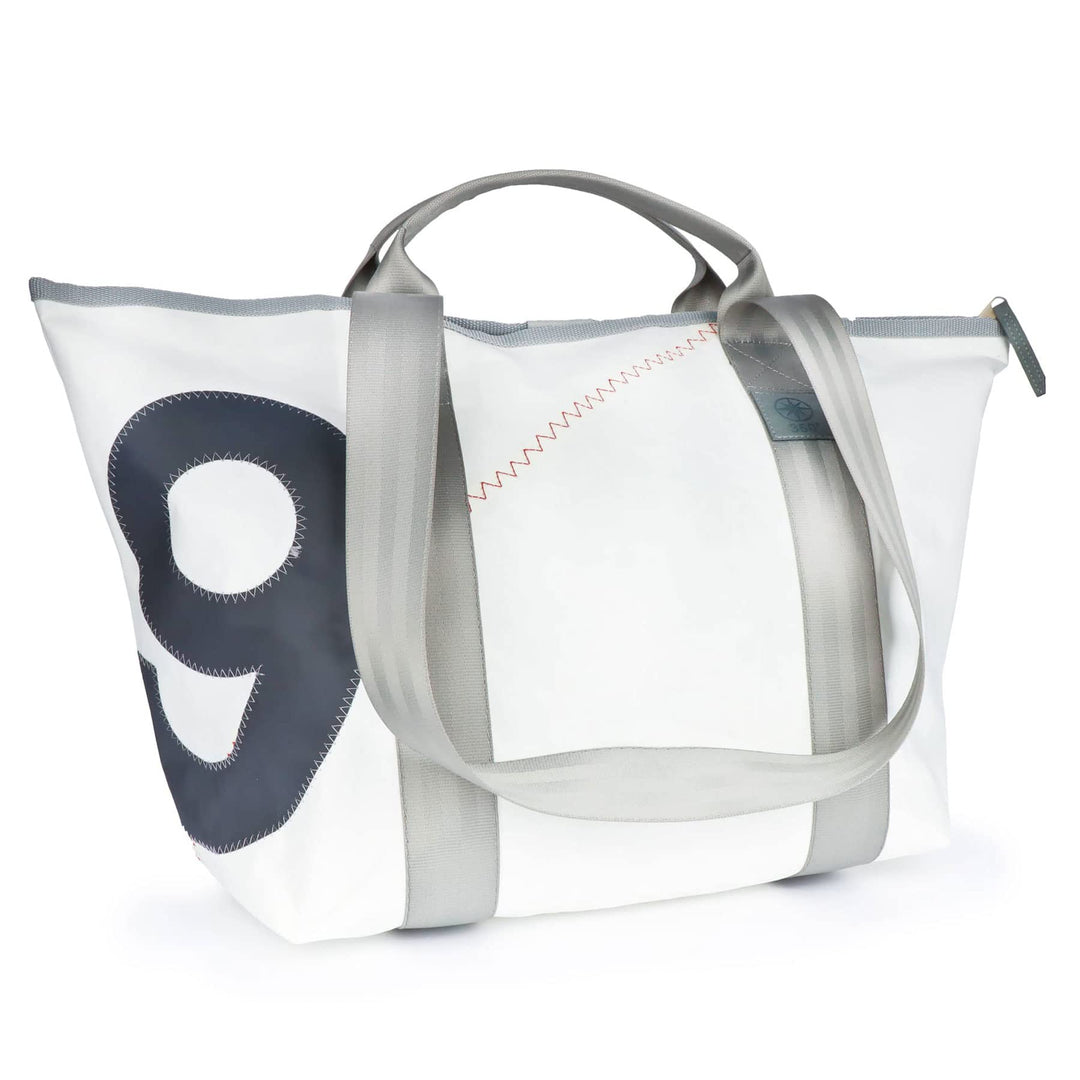 360 Grad Reisetasche, Weekender, Sporttasche, Schlepper Mini aus Segeltuch, Weiss, mit RV, Zahl grau