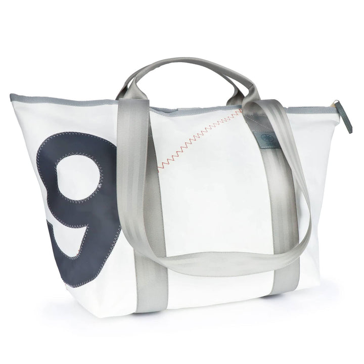 360 Grad Reisetasche, Weekender, Sporttasche, Schlepper Mini aus Segeltuch, Weiss, mit RV, Zahl grau