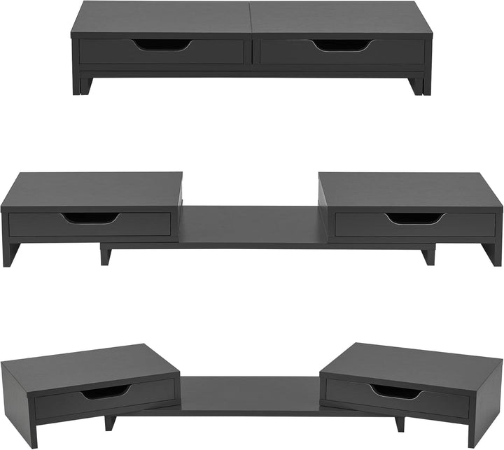 [en.casa] Monitorständer Marttila mit 2 Schubladen Monitorerhöhung 60x22x11cm Bildschirmerhöhung für