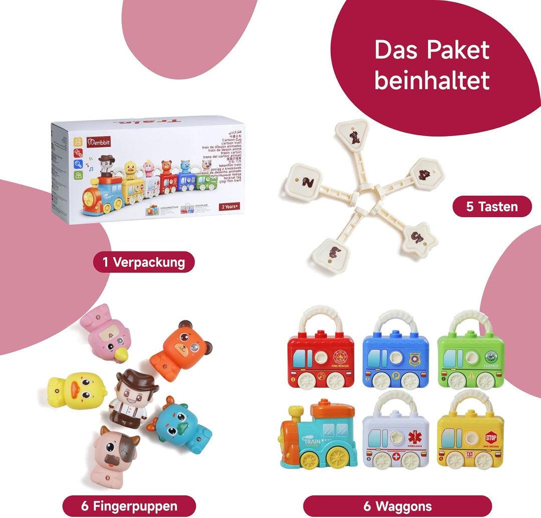 Montessori Spielzeug Zug ab 2 3 Jahre - Lernzug mit 5 Schlössern &amp; Tieren, Kinder Lernspielzeug für
