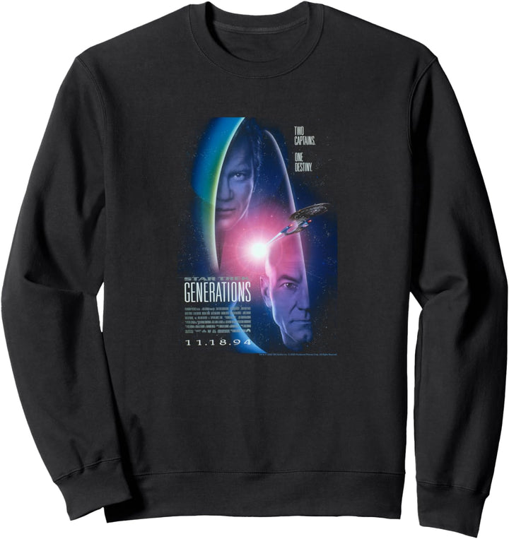 Star Trek Generations Two Captains Movie Poster Sweatshirt