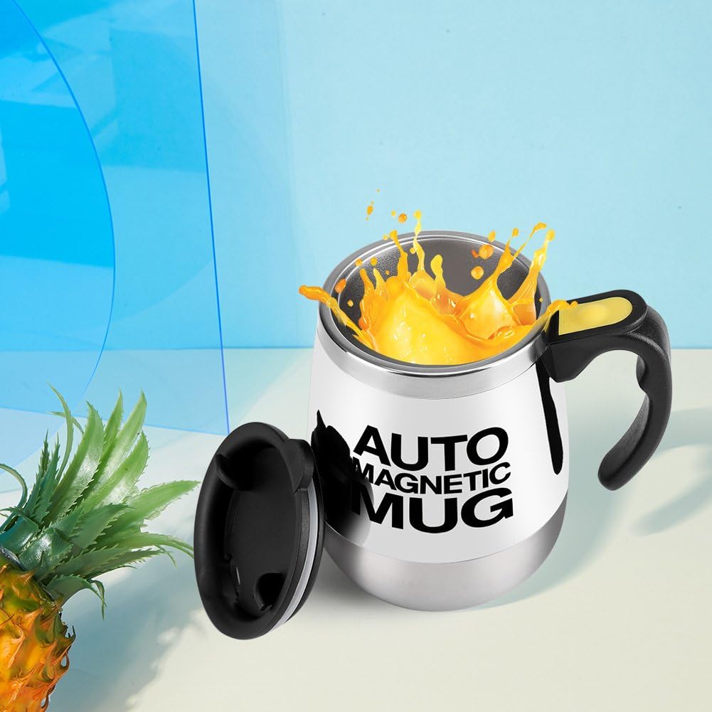 Fdit Automatische Rührbecher, Kaffeebecher aus Edelstahl mit automatischer Rührfunktion (weiss)