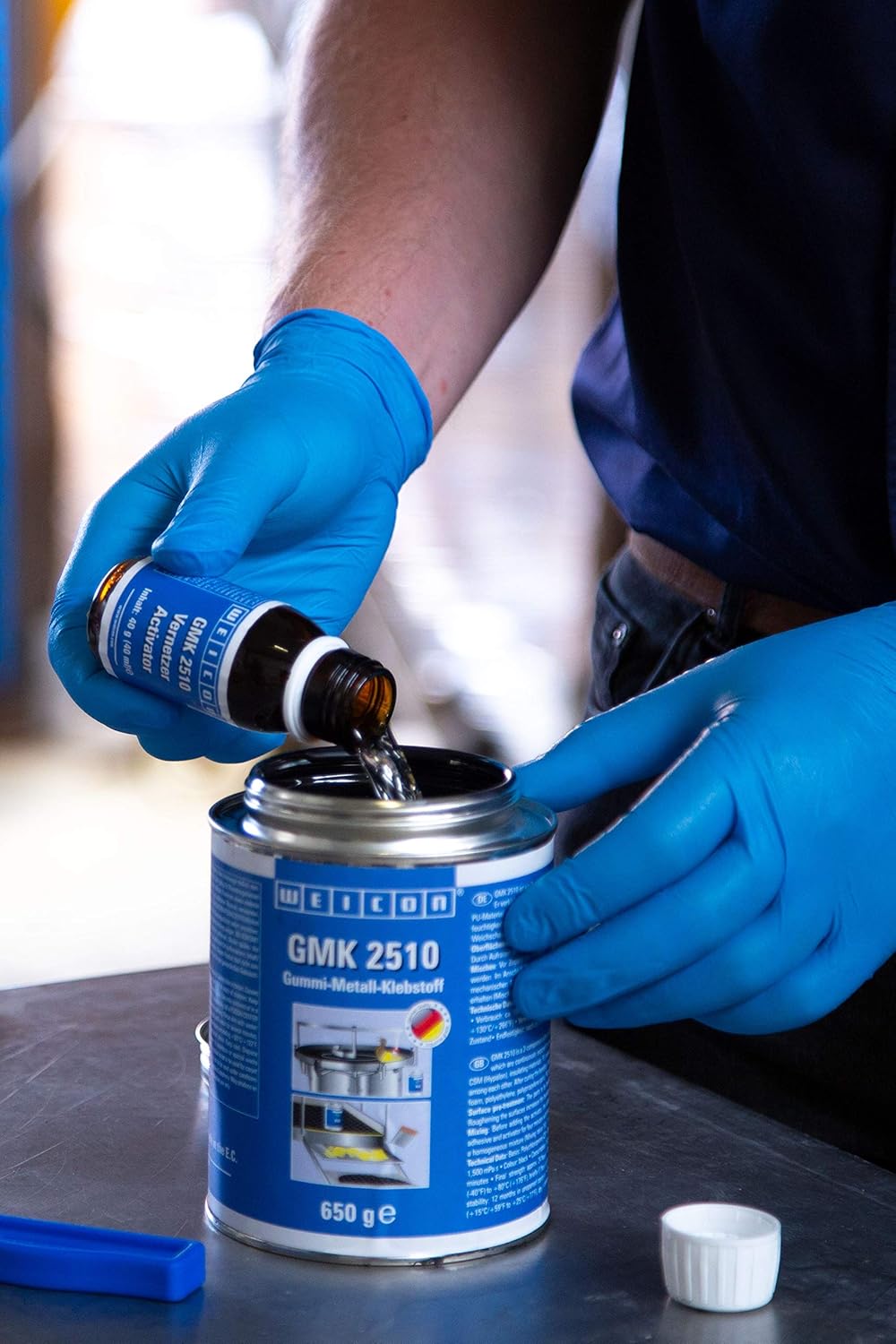 WEICON GMK 2510 Kontaktklebstoff 324 g haftstarker 2-Komponenten Kleber schwarz, 324 g