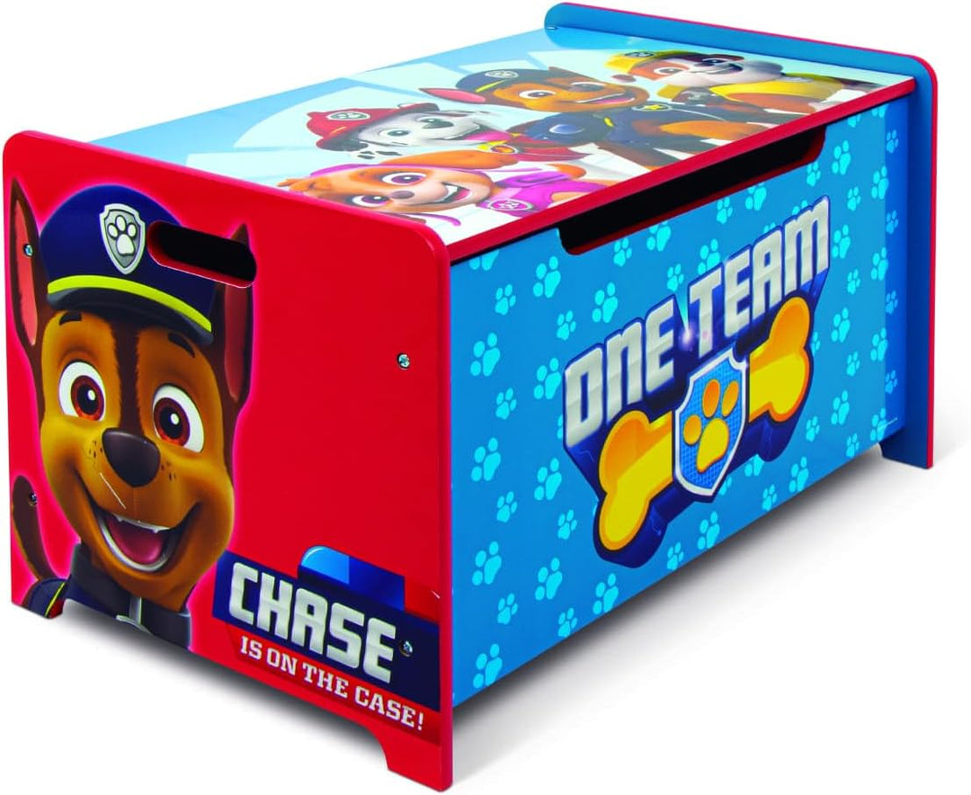 ARDITEX – Spielzeugtruhe aus Holz Paw Patrol – 62,5x40x37cm – Farbe Blau – Ideal zum Aufbewahren von