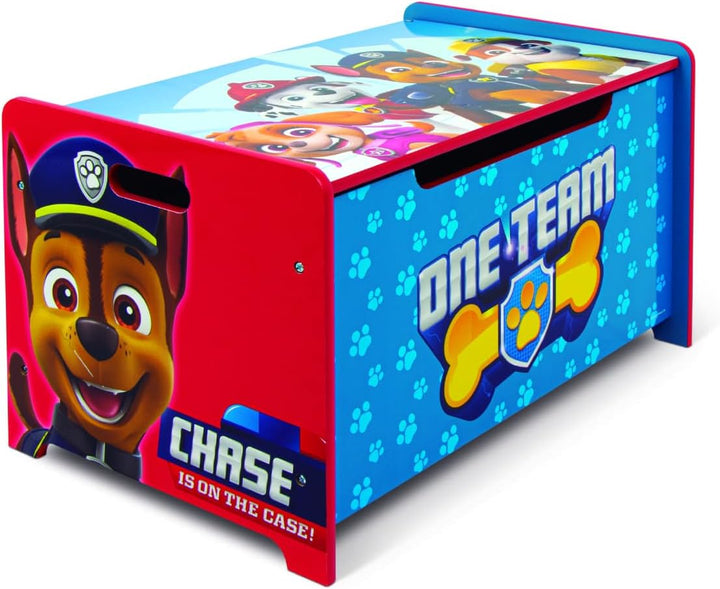 ARDITEX – Spielzeugtruhe aus Holz Paw Patrol – 62,5x40x37cm – Farbe Blau – Ideal zum Aufbewahren von