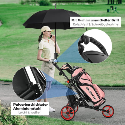 GOPLUS Faltbarer Golftrolley mit 3 Rädern, 4 höhenverstellbare Positionen, Leichter Golfwagen, aus A