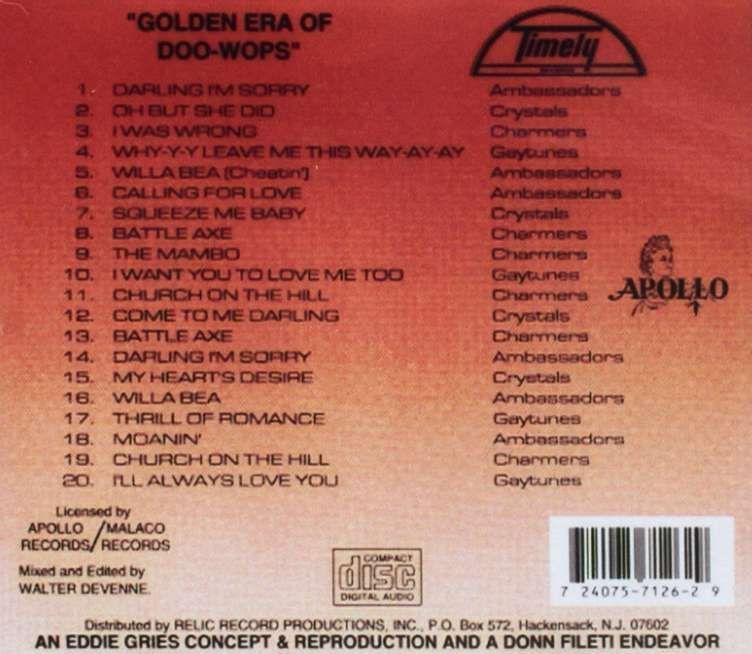 Timely Records-golden Era Of Doowop / Various, Audio-CD