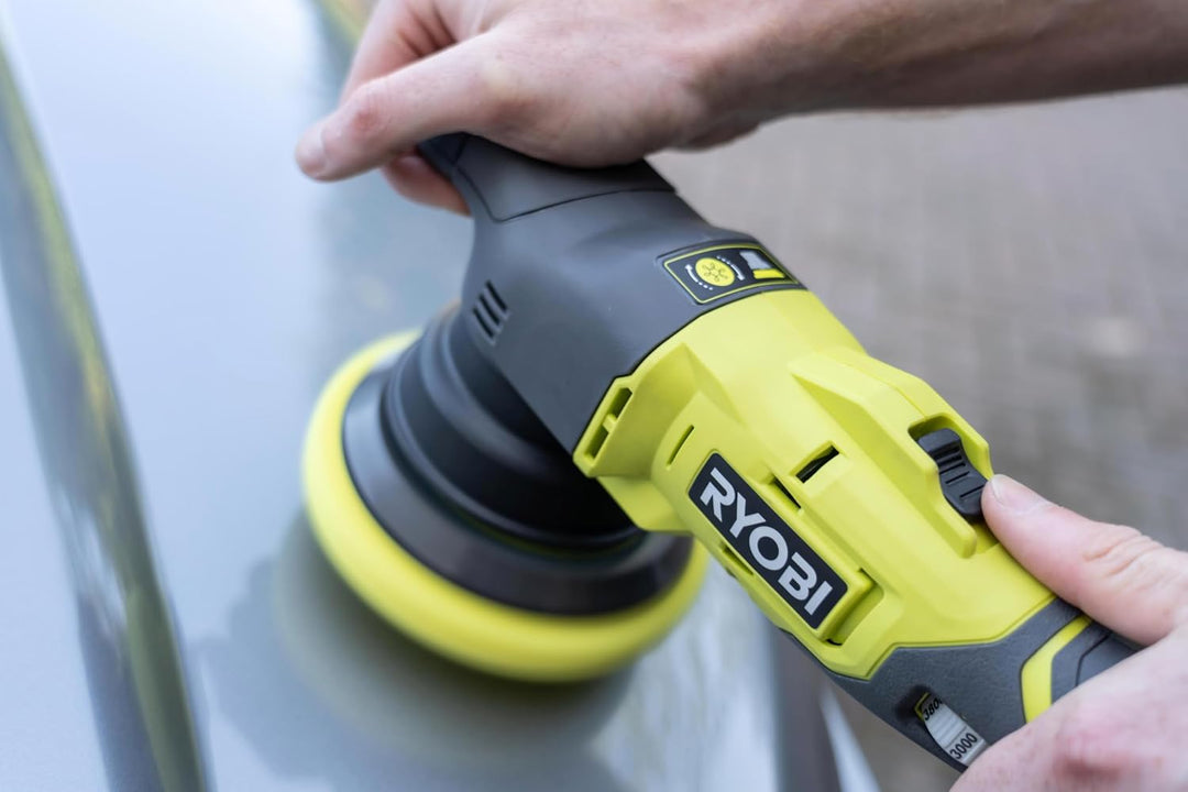 RYOBI 18 V ONE+ Akku-Exzenter-Polierer PRO R18P-0 (Polierteller 125 mm, Schwingkreisdurchmesser 8 mm