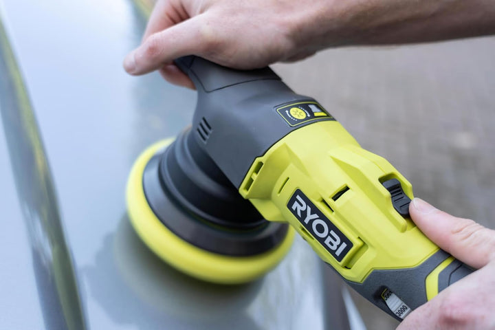 RYOBI 18 V ONE+ Akku-Exzenter-Polierer PRO R18P-0 (Polierteller 125 mm, Schwingkreisdurchmesser 8 mm
