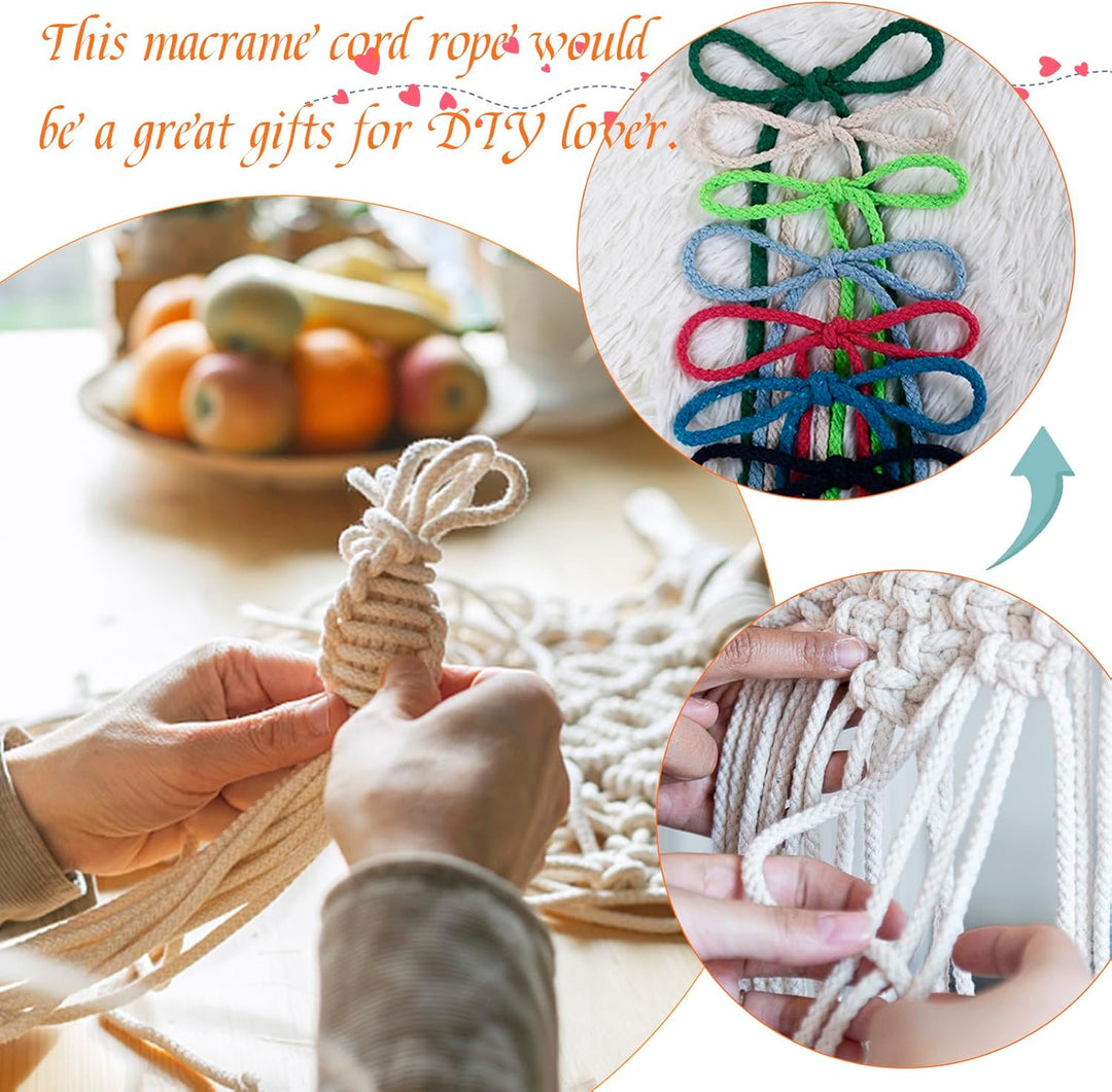 Makramee Garn 5mm x 90m, Baumwollkordel Baumwollseil Natürlicher Baumwollschnur, Makramee Garn Geflo