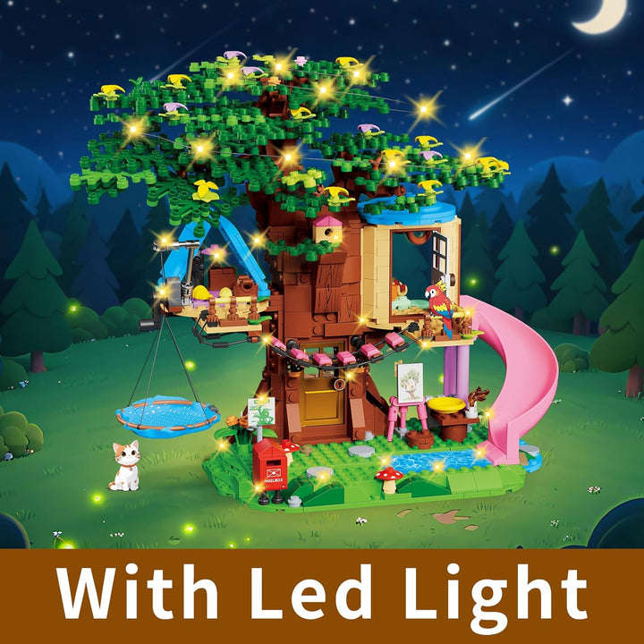 Baumhaus Bauset Kompatibel mit Friends, 731PCS Wald Baumhaus Bausatz Spielzeug für Mädchen mit LED-L