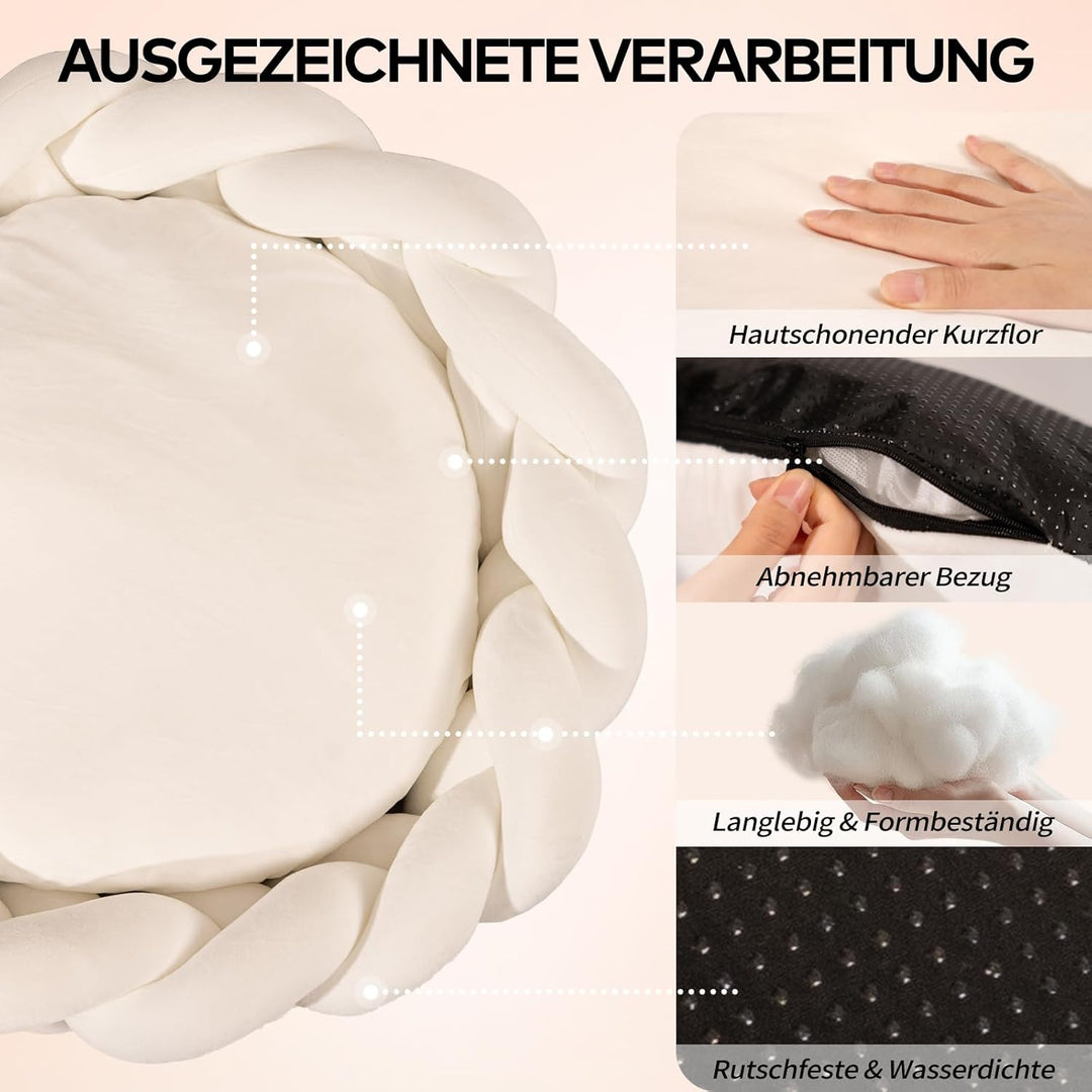 CheerPals Grosses Katzenbett 60cm, Waschbar Geflochtenes Kuschelhöhle, Hundebett mit Hochelastischer