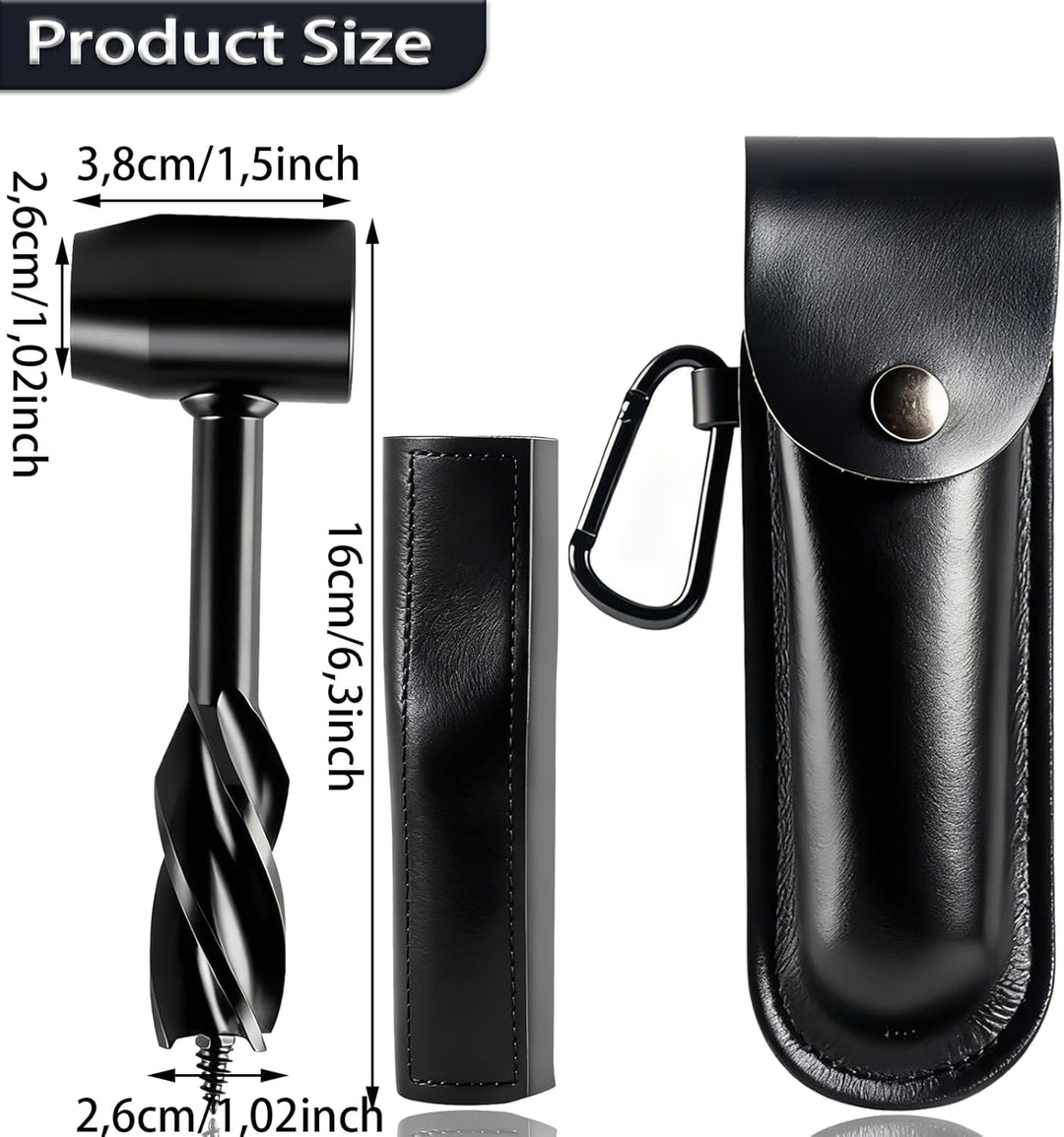 WhaleO Handbohrer Bushcraft, Handbohrer Holz mit Lederhülle,Holzbohrer Outdoor Bohrer Outdoor Surviv