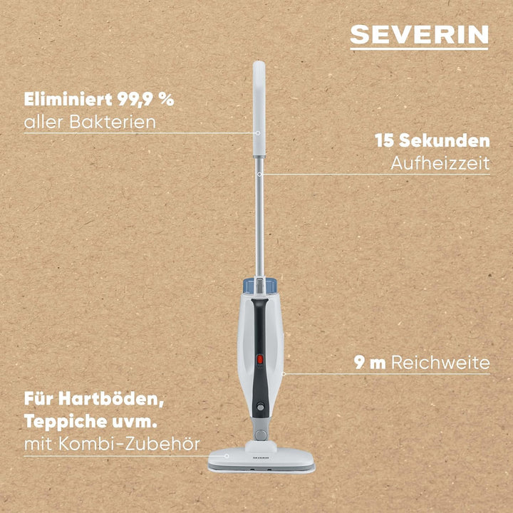 SEVERIN 2-in-1 Dampfreiniger mit Mehrzweck-Funktion & praktischem Kombi-Zubehör, für alle Hartböden