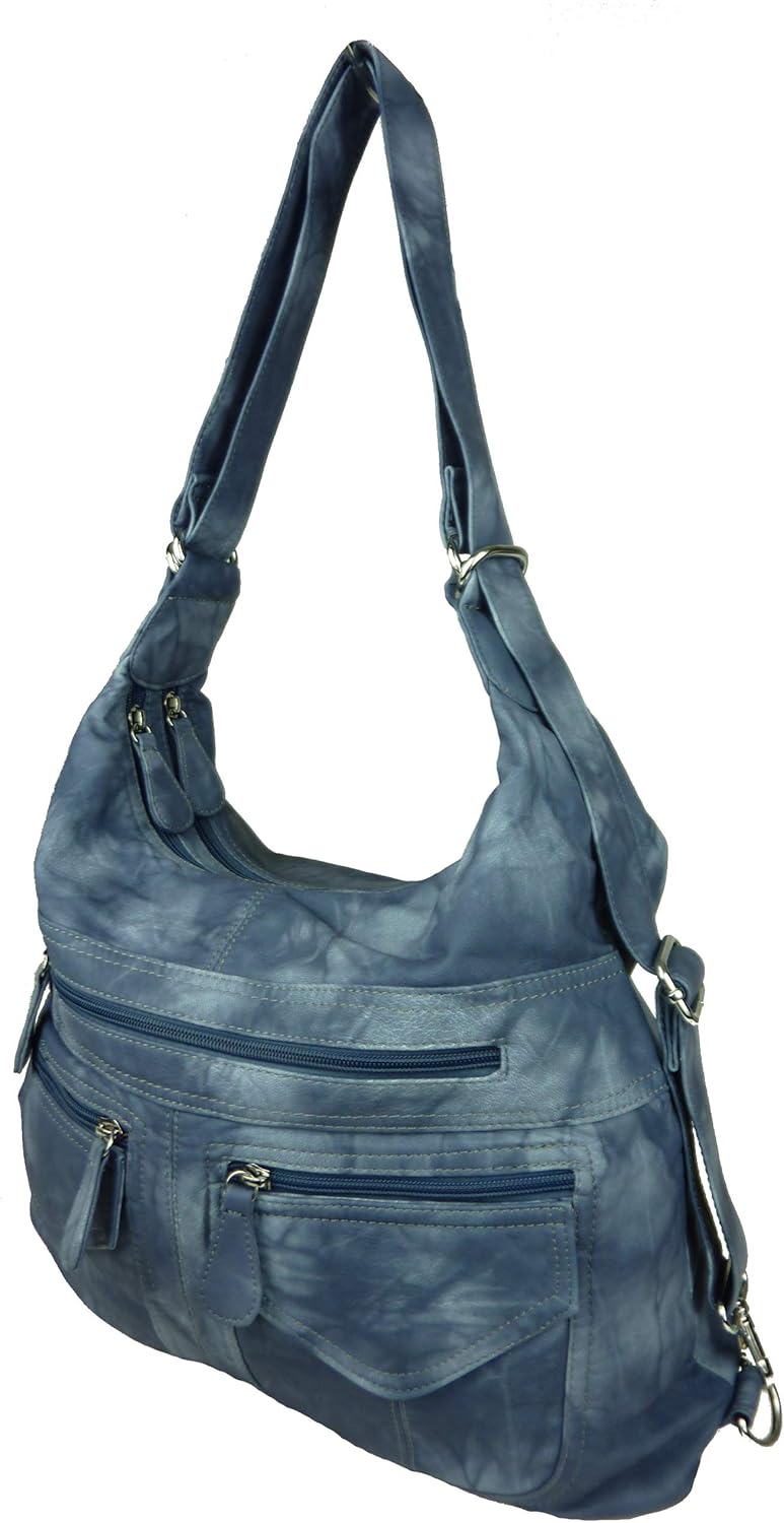 kennydoo Rucksacktasche I 2in1 Damen Rucksack und Handtasche in Einem I Schultertasche einfarbig uni