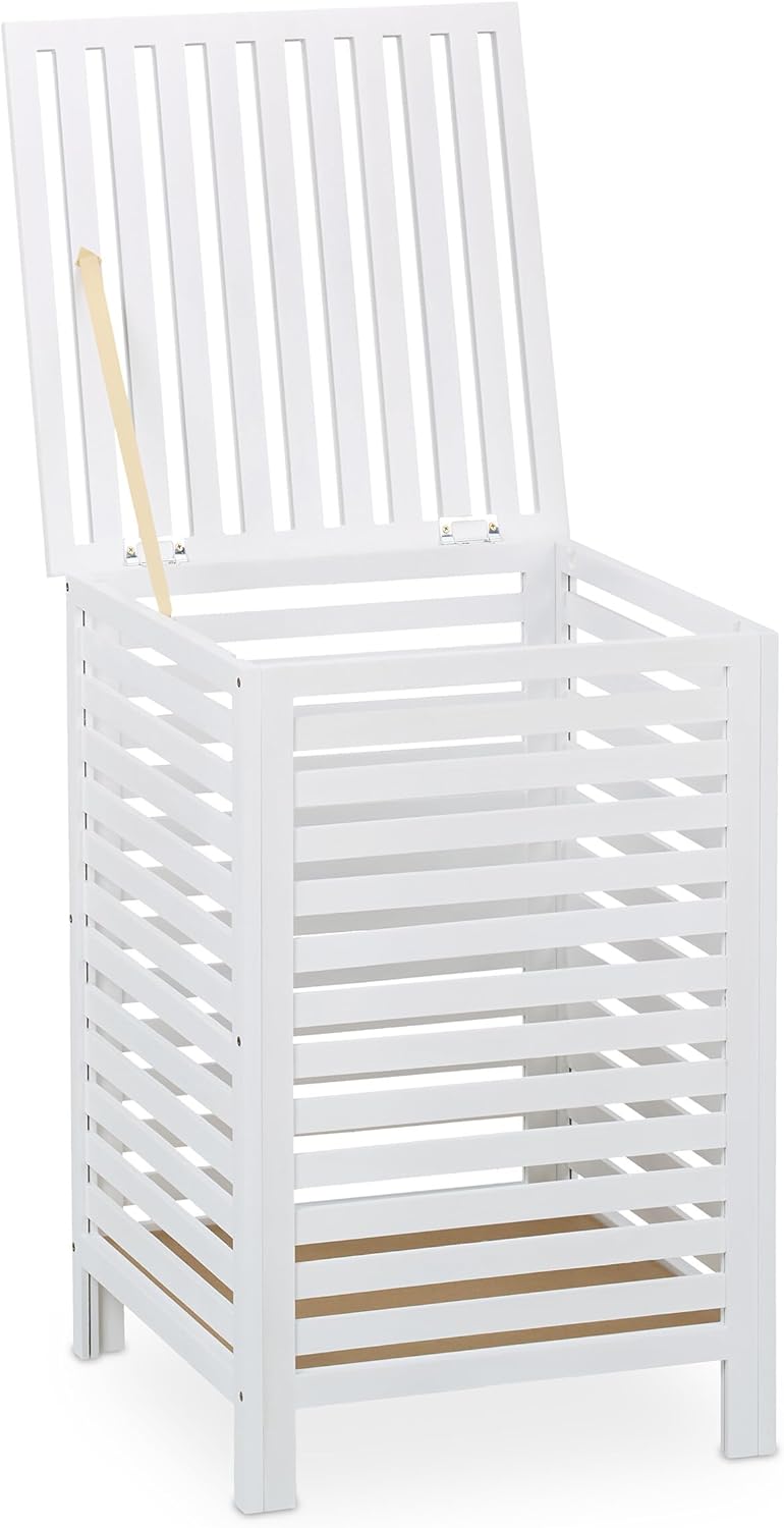 Relaxdays Wäschetruhe, herausnehmbarer Innensack, 63 l, HBT: 65,5x45x45 cm, Wäschesammler mit Deckel