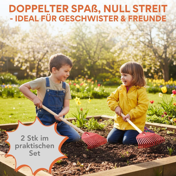 Blau Kinderrechen 70cm – Mini-Gartenrechen mit Holzgriff, Rechen/Kleinbesen für Kinder, perfekt für