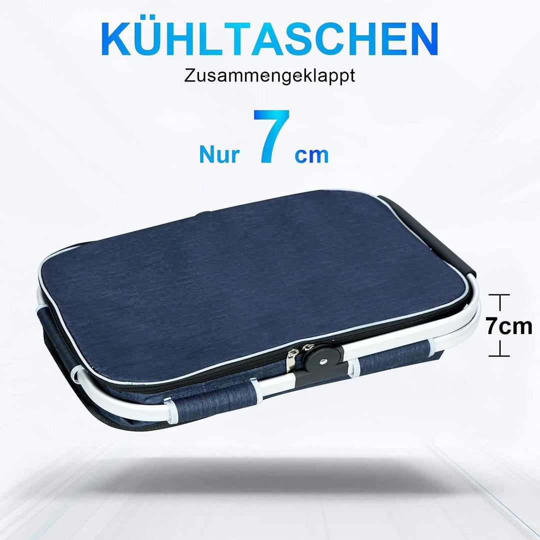 ABIUBIU 34L Kühltasche Einkaufskorb Picknickkorb Grosse isolierte Kühlkorb Lunchtasche Thermo Tasche