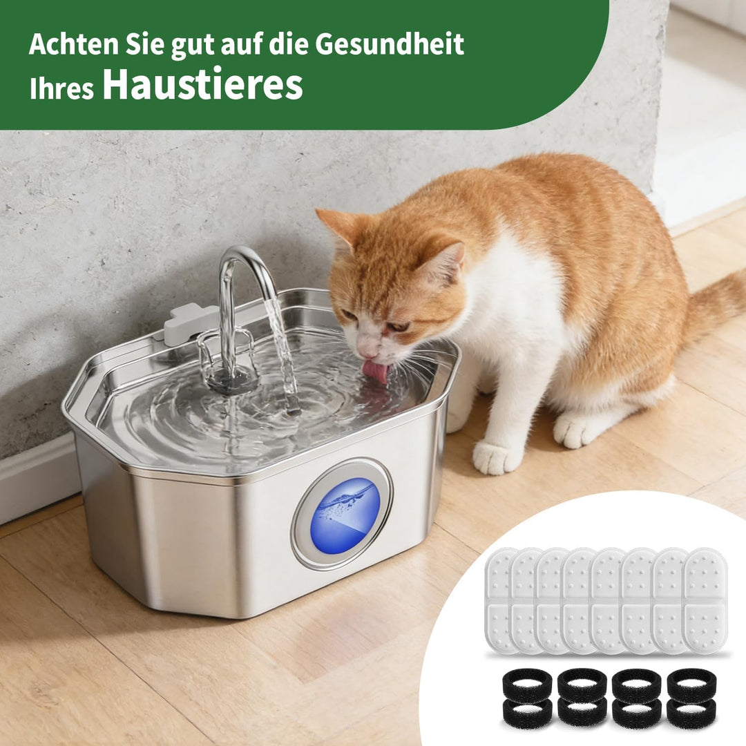 Apauk Ersatzfilter und Schwämme, Nur anwendbar auf APFS S-3201 (8+8) Katzenbrunnen Filter- 8 Schwämm