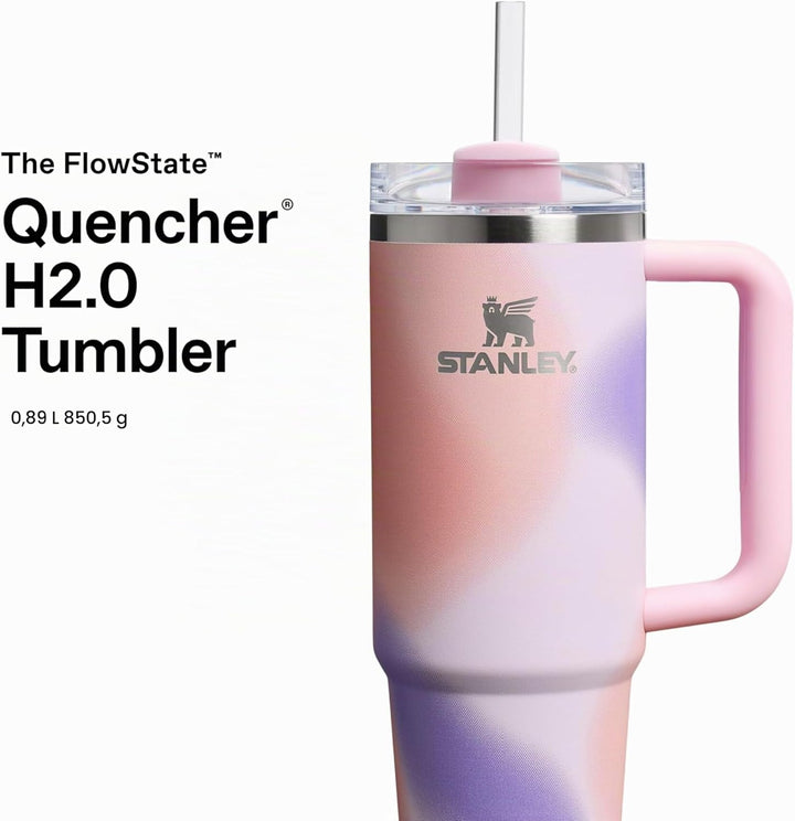 STANLEY 1913 Quencher H2.0 Flowstate Trinkflasche Mit Strohhalm 0.89L - Thermobecher Kühlt Bis 9 Stu