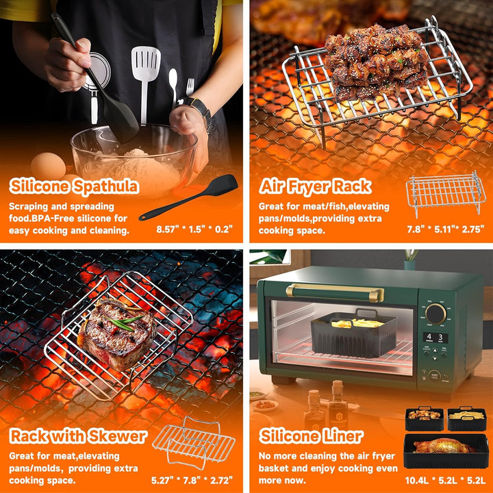 Ninja Heissluftfritteuse Zubehör,Ninja Airfryer Zubehör,10.4L and 2×5.2L Silikonform Und anderen Air