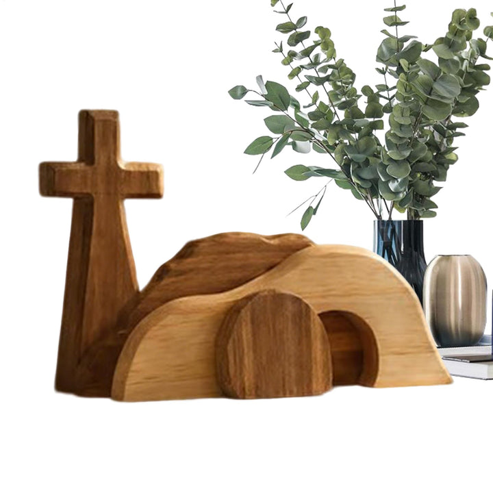 Generisch Leeres Grab aus Holz,Hölzerne Weihnachtskrippen Tischdekoration | -Grab-Deko für Zuhause -