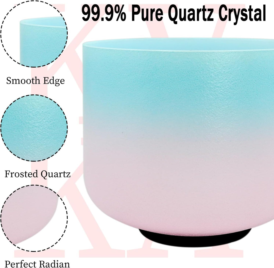 KVKA 20cm Klangschalen, 432Hz 8 inch G note Half-pink Design Chakra Klangschale für Yoga Meditation