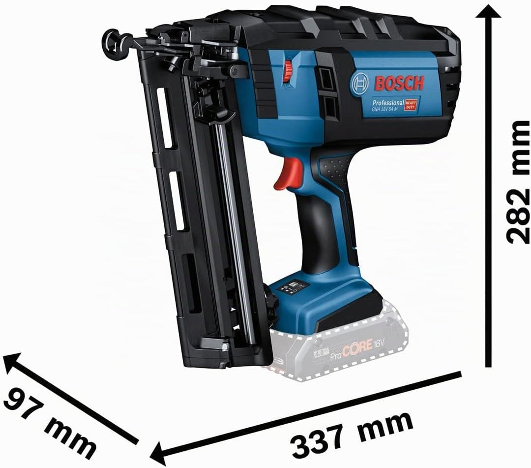 Bosch Professional 18V System Akku Nagler GNH 18V-64 M (max. Nagel-Ø 1,6 mm, Nagellänge 64 mm, inkl.